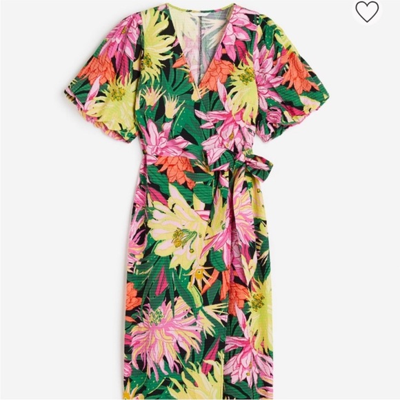 H&M Dresses & Skirts - H&M Floral Midi Dress - Green and Pink